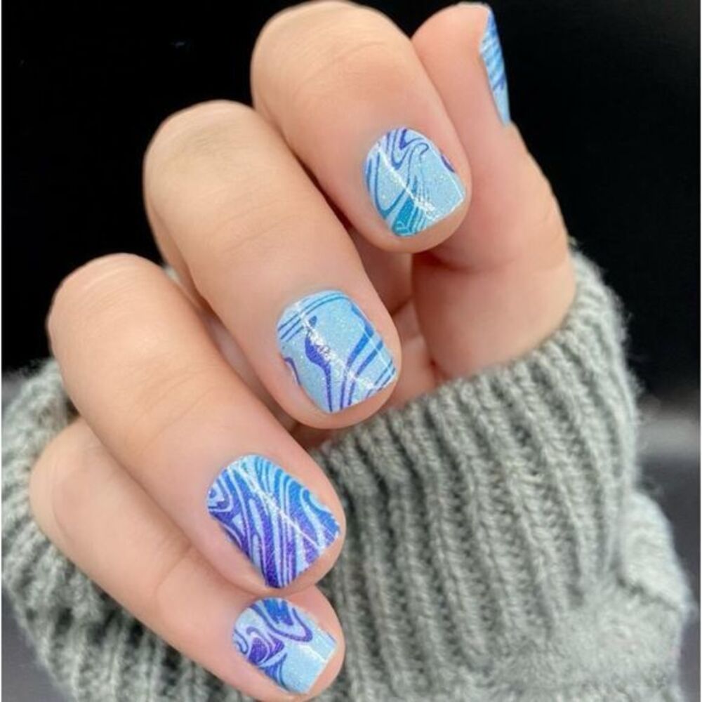 Color Street, Think You’re slick?, frosty blue, silver micro glitter